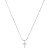 Colar Mini Cruz Zircônias Folheado em Ródio Branco