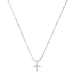 Colar Mini Cruz Zircônias Folheado em Ródio Branco