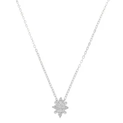 Colar Mini Medalha Nossa Senhora do Carmo Zircônias Folheado em Ródio Branco