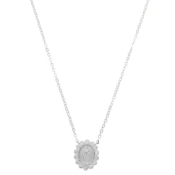 Colar Mini Medalha Nossa Senhora das Graças Zircônias Folheada em Ródio Branco