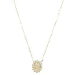Colar Mini Medalha Nossa Senhora das Graças Zircônias Folheada a Ouro 18k