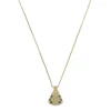 Colar Nossa Senhora Aparecida Mini Zircônias Safira Folheado a Ouro 18k