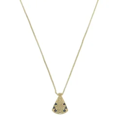 Colar Nossa Senhora Aparecida Mini Zircônias Safira Folheado a Ouro 18k