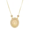 Colar Nossa Senhora das Graças Medalha Oval Zircônias Folheado a Ouro 18k