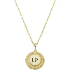 Colar Personalizado Inicial Medalha Vintage Folheado a Ouro 18k
