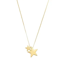 Colar Piuka Amy Duas Estrelas Metal Folheado a Ouro 18k