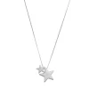 Colar Piuka Amy Duas Estrelas Metal Folheado em Ródio Branco