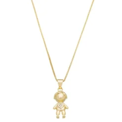 Colar Piuka Filho Menino Zircônia Folheado a Ouro 18k