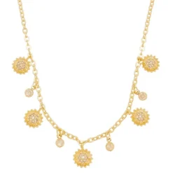 Colar Piuka Jardim de Girassóis Zircônias Folheado a Ouro 18k
