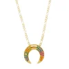 Colar Piuka Luna Chifre Italiano Zircônias Coloridas Folheado a Ouro 18k