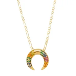 Colar Piuka Luna Chifre Italiano Zircônias Coloridas Folheado a Ouro 18k
