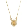 Colar Piuka Medalha Oval Pequena Nossa Senhora das Graças Zircônias Folheado a Ouro 18k