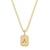 Colar Placa Vintage Letra Inicial Zircônias Folheado a Ouro 18k