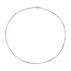 Colar Riviera Celine 45 cm Zicônias Coloridas Prata 925 Banhado em Ródio Branco