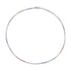 Colar Riviera Celine 38 cm Zicônias Coloridas Prata 925 Banhado em Ródio Branco