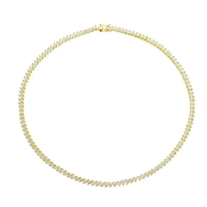 Colar Riviera Esther Zircônias Baguete Folheado a Ouro 18k