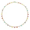 Colar Riviera Helena Coração Zircônias Coloridas Folheado a Ouro 18k