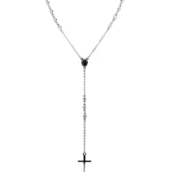 Colar Terço Celestial Zircônia Folheado em Ródio Branco