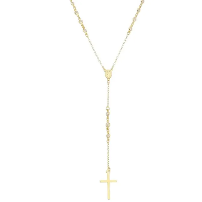 Colar Terço Celestial Zircônia Folheado a Ouro 18k