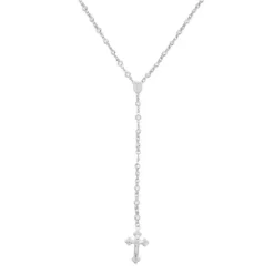 Colar Terço Grace Zircônia Folheado em Ródio Branco