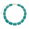 Colar Thais Pedras Naturais Turquesa Folheado a Ouro 18k