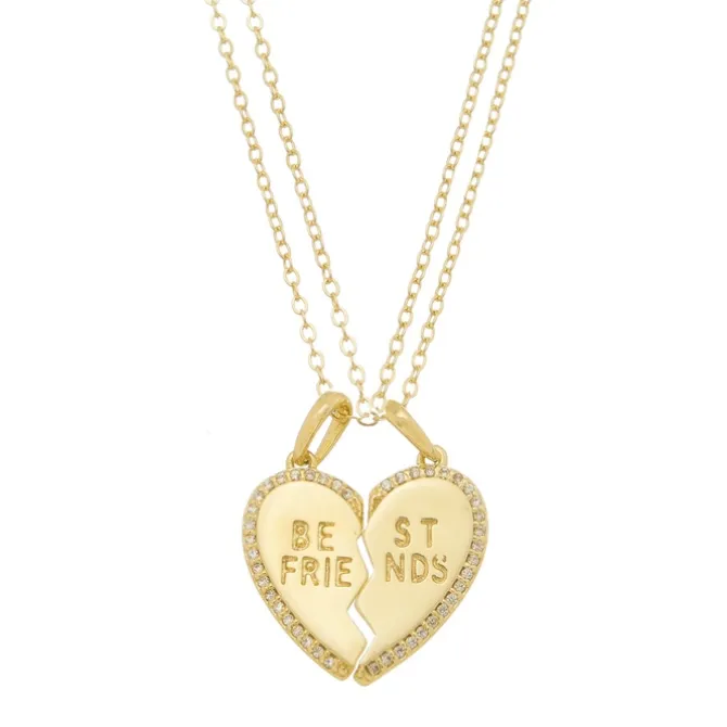 Conjunto Colar de Coração Best Friends Zircônias Folheado a Ouro 18k