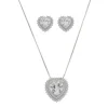 Conjunto Colar e Brinco Coração Lizzy Zircônias Folheado em Ródio Branco