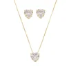 Conjunto Colar e Brinco Lelê Coração Zircônia Folheado a Ouro 18k