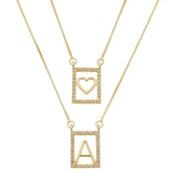 Escapulário Piuka Letra Inicial Coração Zircônias Folheado a Ouro 18k