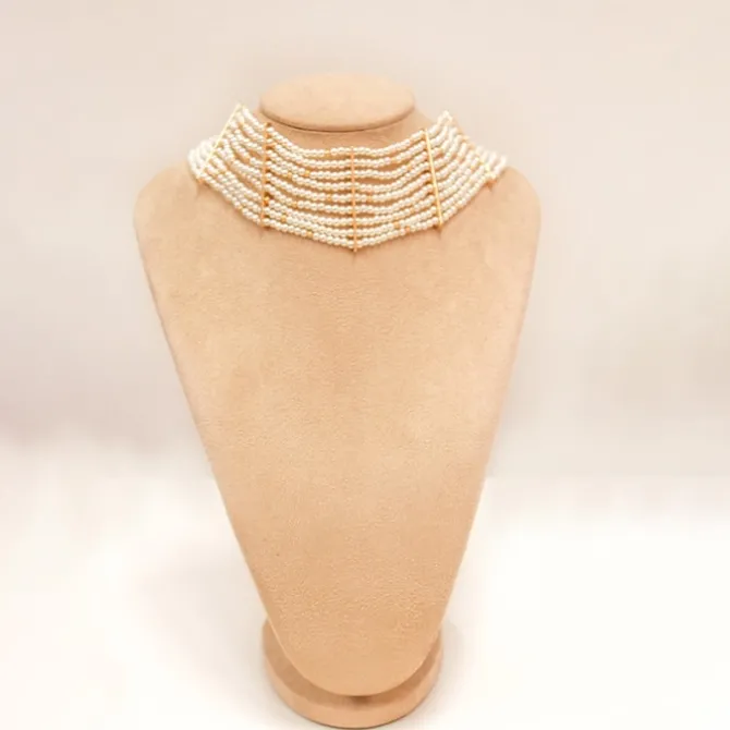 Gargantilha Louise 9 Fileiras de Pérolas Folheado a Ouro 18k
