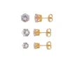 Kit 3 Brincos June Pontos de Luz Zircônia Folheado a Ouro 18k
