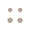 Kit 2 Brincos Piuka Lina Ponto de Luz Zircônias Folheado a Ouro 18k