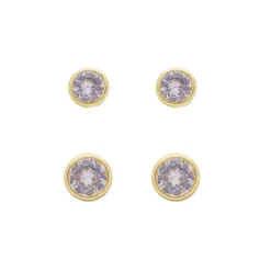 Kit 2 Brincos Piuka Lina Ponto de Luz Zircônias Folheado a Ouro 18k
