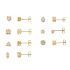 Kit 7 Brincos Semaninha Aninha Zircônias Folheado a Ouro 18k