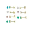 Kit 7 Brincos Semaninha Dri Zircônia Colorida Folheado a Ouro 18k