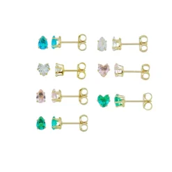 Kit 7 Brincos Semaninha Dri Zircônia Colorida Folheado a Ouro 18k