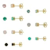 Kit 7 Brincos Semaninha Fafa Zircônias Coloridas Folheado a Ouro 18k