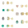 Kit 7 Brincos Semaninha Gigi Zircônias Coloridas Folheado a Ouro 18k