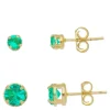 Kit Dois Brincos Zircônia Luli Turmalina Folheado a Ouro18k