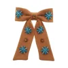 Laço de Cabelo Aline Boho Suede Caramelo Bordado