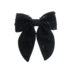 Laço de Cabelo Camila Crepe Preto Bordado