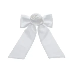 Laço de Cabelo Gabi com Flor Removivel Crepe Branco