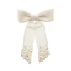 Laço de Cabelo Roberta Linho Off White Bordado de Pérolas
