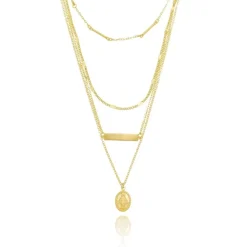 Mix de Colares Nat Nossa Senhora das Graças Folheado a Ouro 18k