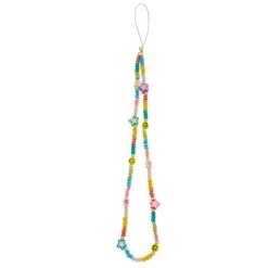Phone Strap Piuka Daisy Smile Estrela Coração Miçangas Multicoloridas