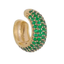 Piercing de Encaixe Piuka Tainá 5 Fileiras Zircônias Esmeralda Folheado a Ouro 18k
