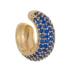 Piercing de Encaixe Piuka Tainá 5 Fileiras Zircônias Safira Folheado a Ouro 18k