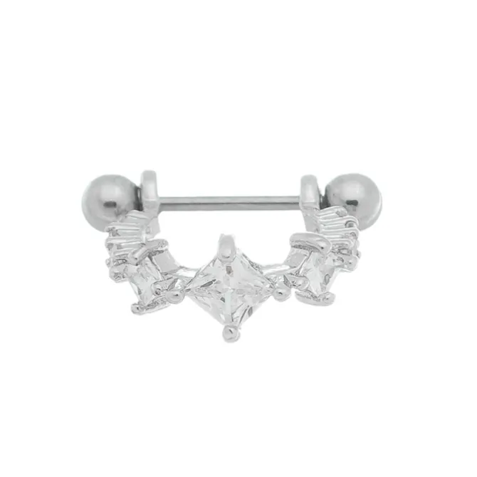 Piercing de Furo Argola 7mm com Haste Amy Zircônias Prata