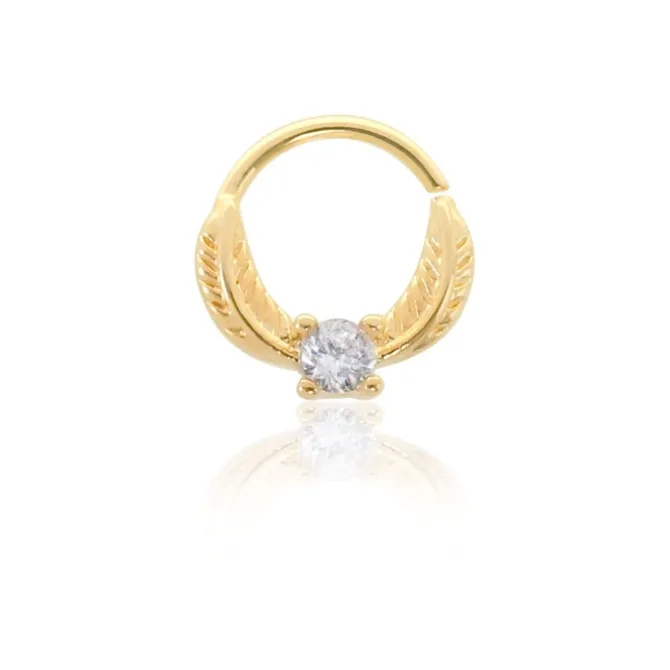 Piercing de Furo Argola Torção 8mm Allana Zircônia Dourado