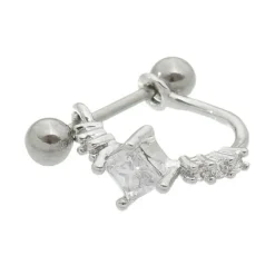 Piercing de Furo Piuka Argola 8mm com Haste Mabelli Zircônias Prata